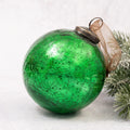 XL Glass Handcrafted Baubles Premium Traditional Christmas Tree Bauble 10cm - Emerald Crackle Ball - 1 Bauble