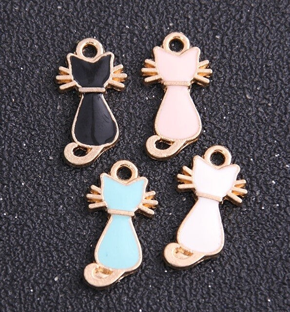Cat Charms Jewellery Making Findings Enamel Cats Pendant Bracelet Craft