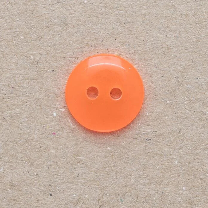 Bright Neon Round Buttons - 3 Colours - 4 Sizes 10mm, 12mm, 15mm, 18mm - 2 Hole - Orange