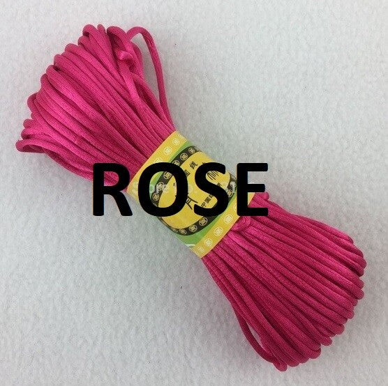 Cord Silky Satin Kumihimo Braiding Rattail Macrame 2mm Thick 5/10/20 Meter - Rose
