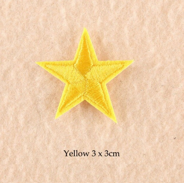 10 x Star Iron On Patch Sew On Star 3cmx3cm Applique Patches - 33 Colours - Yellow