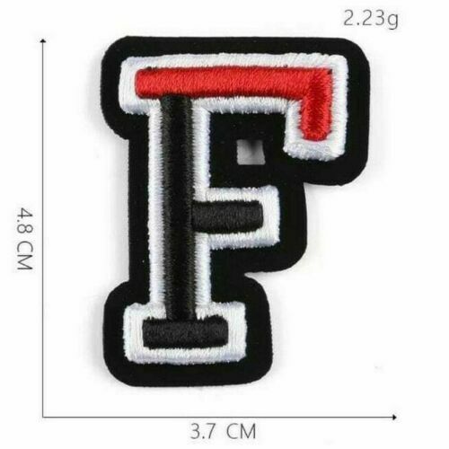 3D Varsity Letter Patch Patches Sew On Embroidered Customise Clothing Alphabet - F