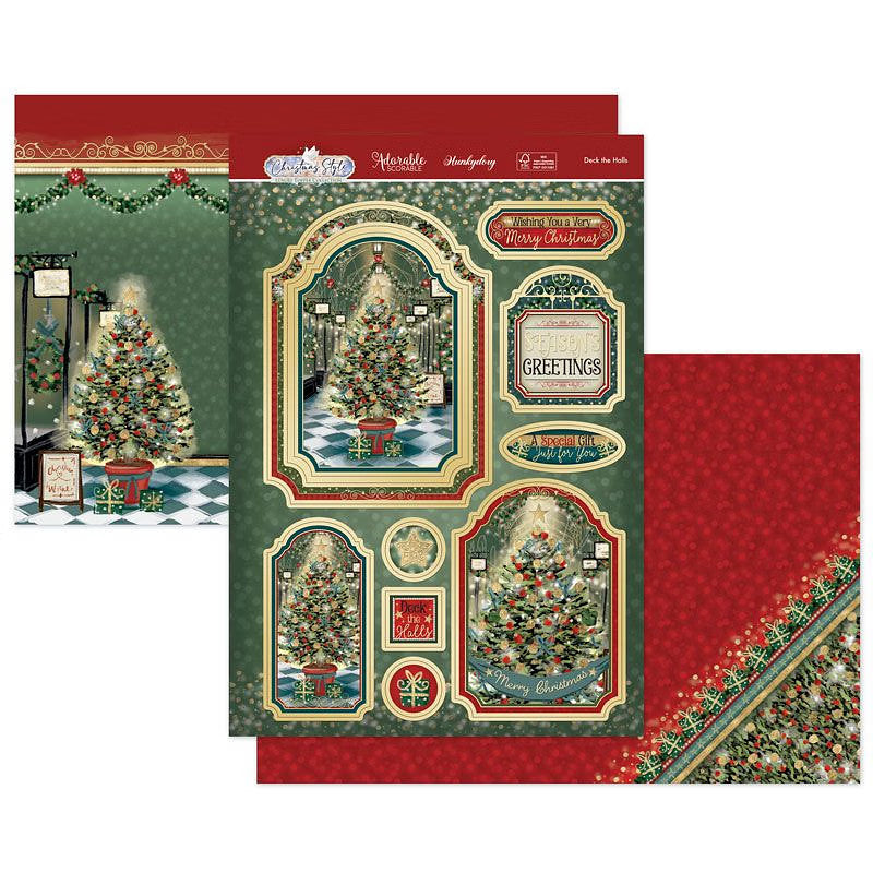 Hunkydory Christmas Card Making Kits Festive Xmas Luxury Topper Set Pack Toppers - Deck the Halls