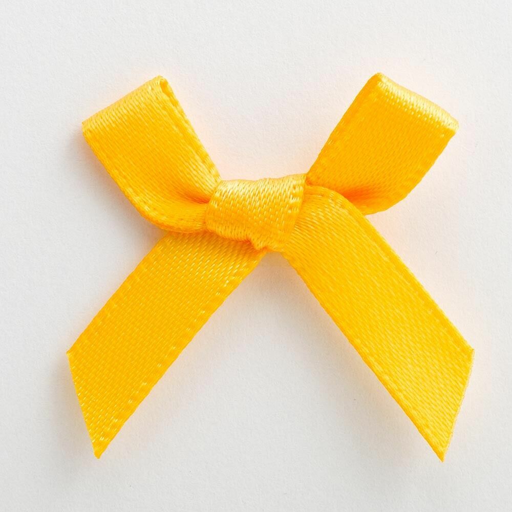 3cm Satin Bows 6mm Bow Pre Tied Ribbon Sewing Crafts Wedding Cards Scrapbook - Yellow Gold