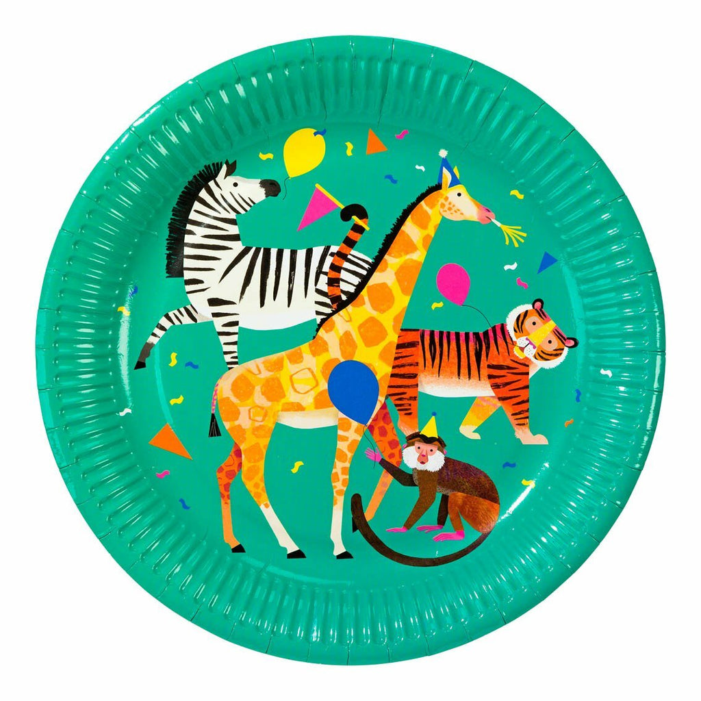 Unicorn Animals Alice Wonderland Party Plates Children's Party Table Decorations - Party Animals Plate 8 Pack 22.5cm Diameter