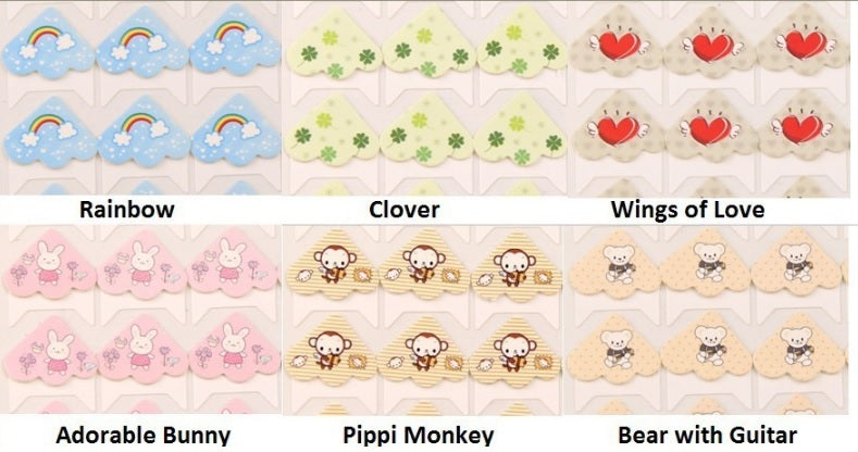 24 Cute Self Adhesive Photo Album Frame Corner Protector Stickers Scrap booking - Pippi Monkey