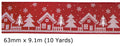 Eleganza Festive Christmas Ribbon Roll Craft Wreath Bows Gifts Tree Decoration - Burgundy Wired Edge Christmas Houses Ribbon