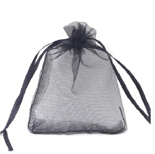 Organza Gift Bag Jewellery Wedding Favour Packing Supplies Bags 7x8.5cm - Black