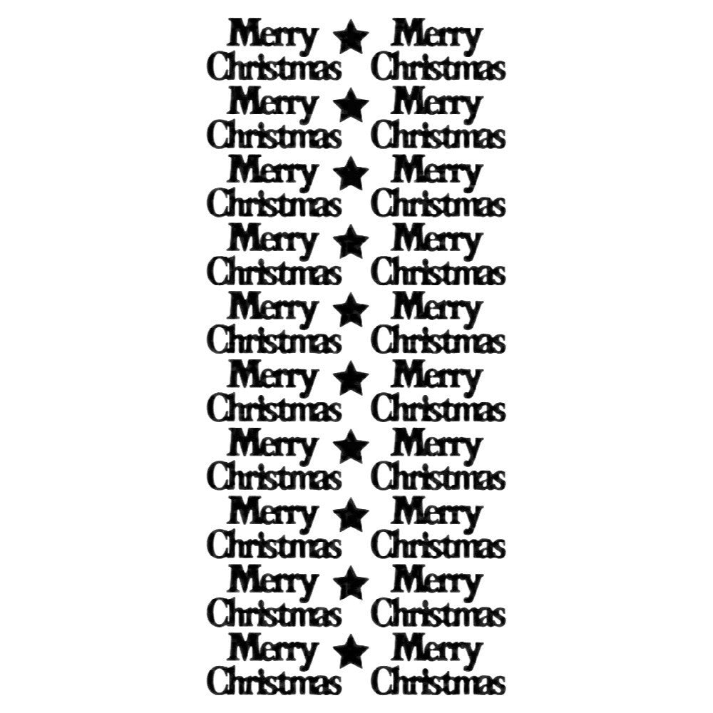10 SHEETS - Black Gloss Merry Christmas Peel Off Sticker Card Craft Stickers