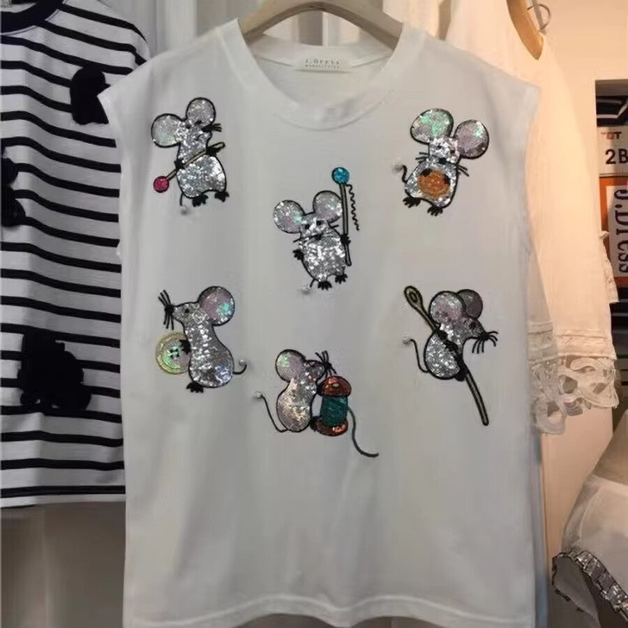 Mouse Patch Patches Sequins Mice Iron on Applique Customise Clothing