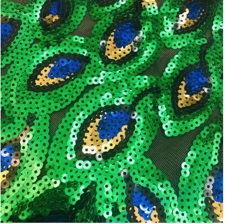 Large Sequins Peacock Sew on Applique Patch Motif Sparkly Customise Fashion