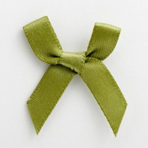 3cm Satin Bows 6mm Bow Pre Tied Ribbon Sewing Crafts Wedding Cards Scrapbook - Moss Green