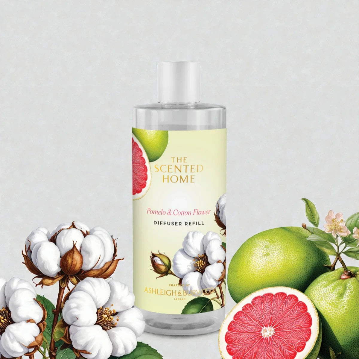 300ml Large Ashleigh & Burwood Reed Diffuser Refill Scented Home Fragrance - 300ml Pomelo & Cotton Flower