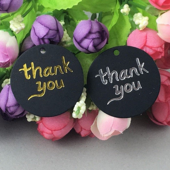 Craft Paper Tags Thank You Gift Food Wedding Hand Made Gift Tag Silver Gold 4cm