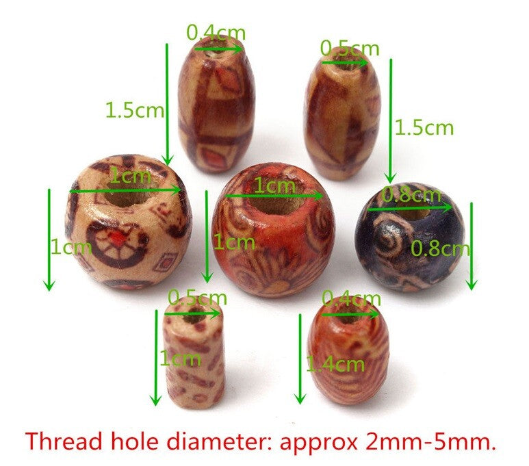 Wooden Beads Mixed Patterns Mixed Shapes Round Tube Jewellery Macrame Hair Craft