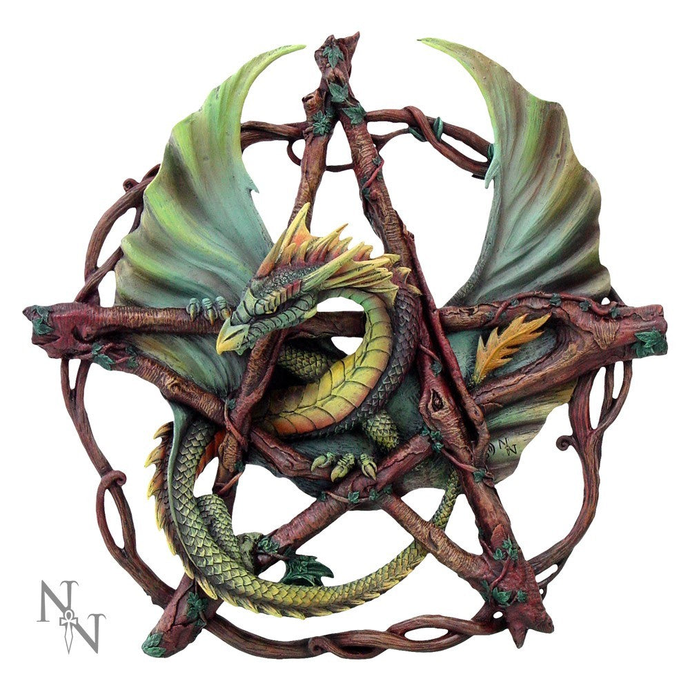 FOREST PENTAGRAM DRAGON WALL PLAQUE ANNE STOKES WALL ART 32.5CM NEMESIS NOW