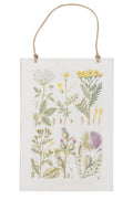 Wildflower Illustrations Hanging Plaque Country Garden Botanical Rustic Chic