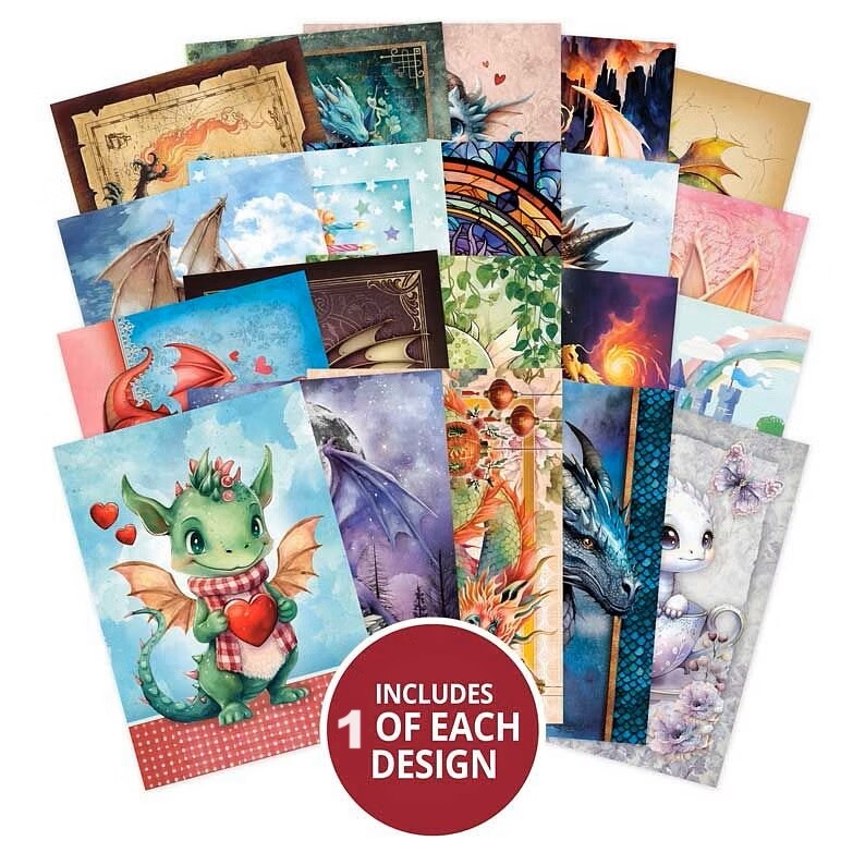 Hunkydory Little Books 20/24/25 Pack - Christmas Birthday Card Making Scrapbook - Dragons