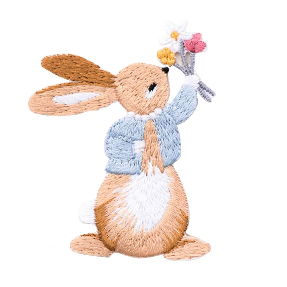 Rabbit Embroidery Patch Bunny Patches Iron on / Sew / Glue Embroidered Applique
