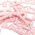 Alphabet Pink & Pearl Rhinestone Crystal Letter Patch Patches Glue / Sew on 5cm