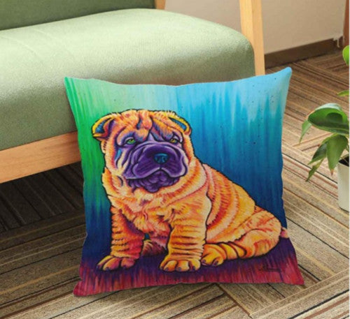 CUSHION COVER DECORATIVE DOG BREEDS ART CANVAS VINTAGE RETRO 43 x 43 CM - 7