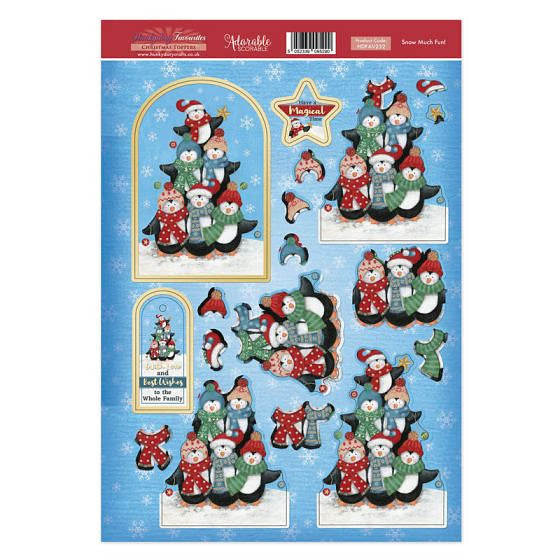 Hunkydory Christmas A4 Card Die Cut Topper Sheet Luxury Toppers for Craft Cards - Snow Much Fun!