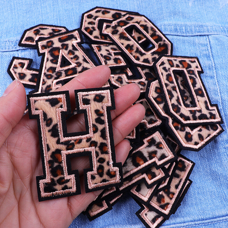 6cm 3D Leopard Print Animal Chenille Patch Letter Patches Iron Sew on Alphabet