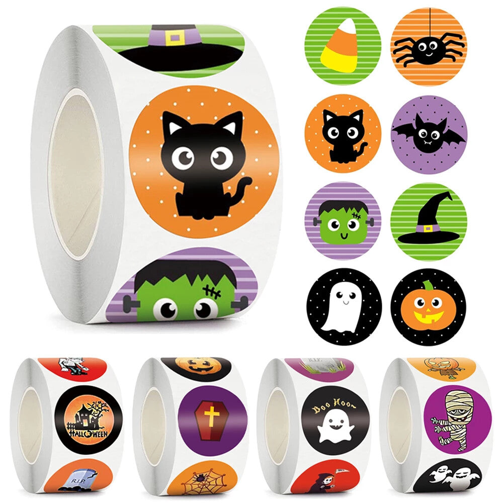 Halloween Witch Cat Ghost Stickers Labels Sticker Label Craft 25mm