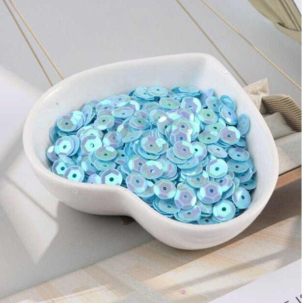 550 / 1200 Round 5mm Loose Sequin Sewing Trim Costume Sequins Craft - 36 COLOURS - AB Light Blue