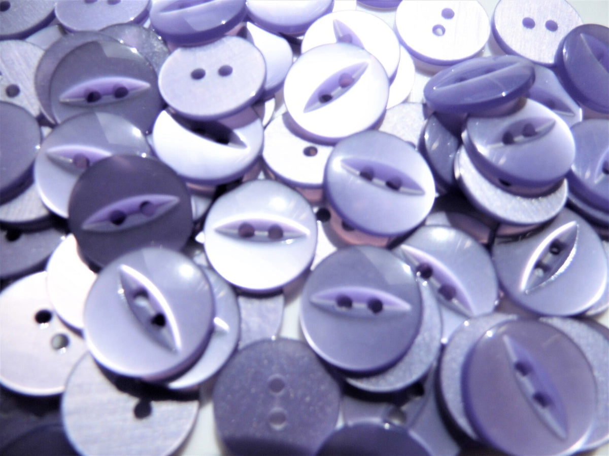 Fish Eye Buttons - 27 Colours 11.5mm 14mm 16mm 19mm - Eyed Buttons Baby Buttons - Lilac