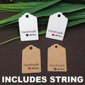 100 x Craft Paper Tags 'Handmade with Love' Gift Hand Made Tag with String 3x2cm