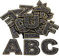 Large Black Gold Sequins Letter Patch Iron or Sew on Alphabet Customise Clothing