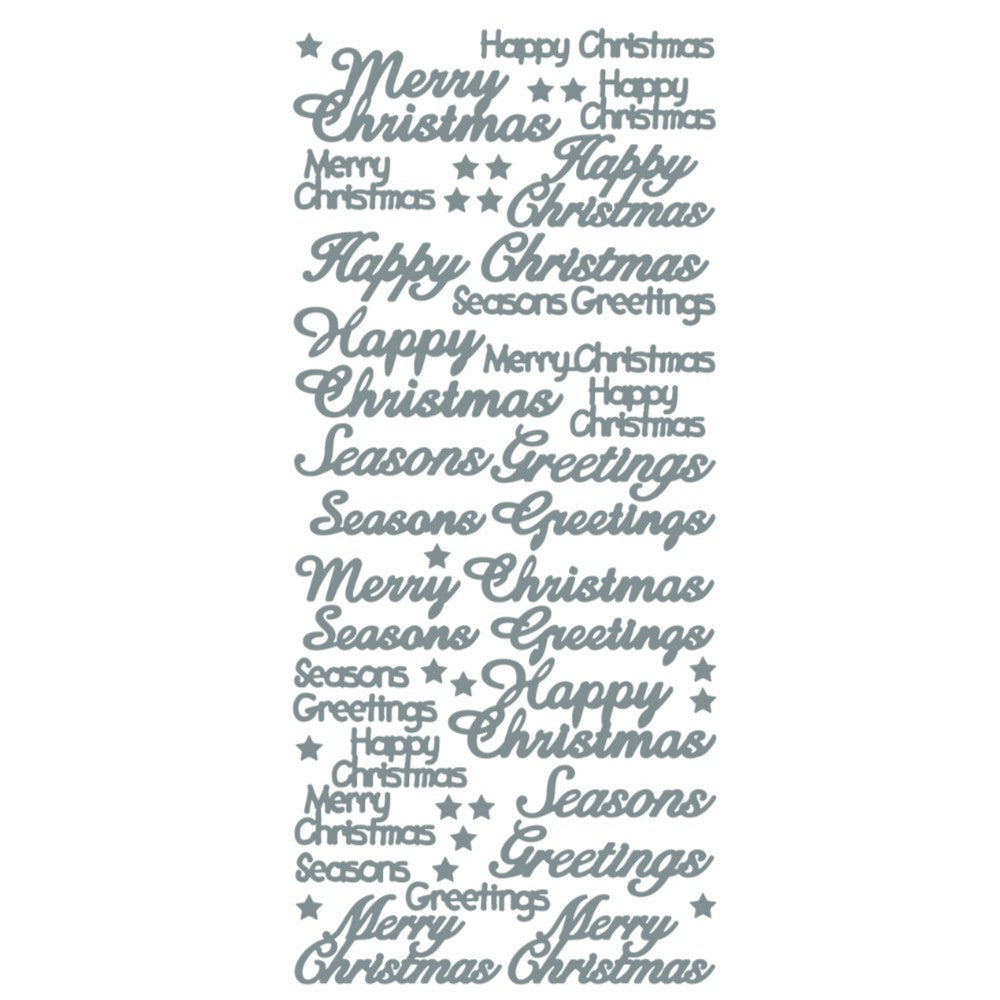 Merry Christmas Happy Christmas Peel Off Sticker Card Making Craft Stickers - Greetings Silver (2.3551)