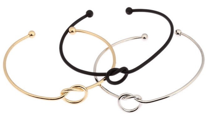 Rose Silver Black Gold Infinity Valentine Friendship Knot Bangle Bracelet