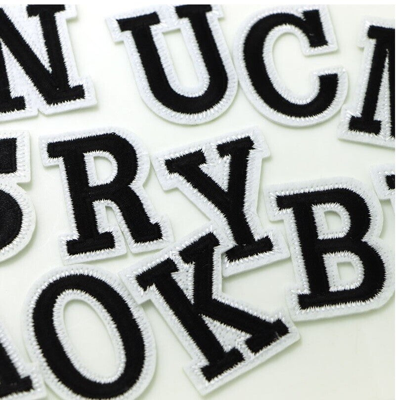 Black Letter Patch Iron or Sew on Alphabet Embroidery Customise Clothing