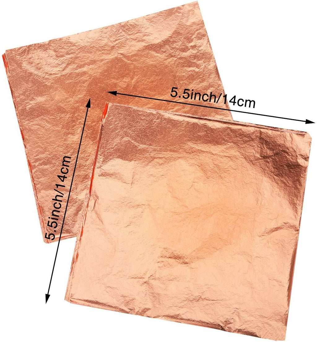100 Sheets Rose Gold Silver Copper Leaf Foil Gilding Decoupage 14x14cm