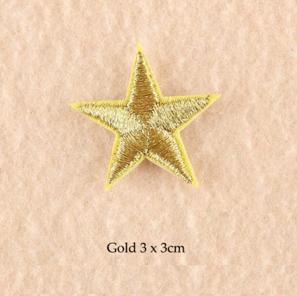 2 Gold Star Patches Iron On Sew On Stars Patch Embroidered Applique Badges