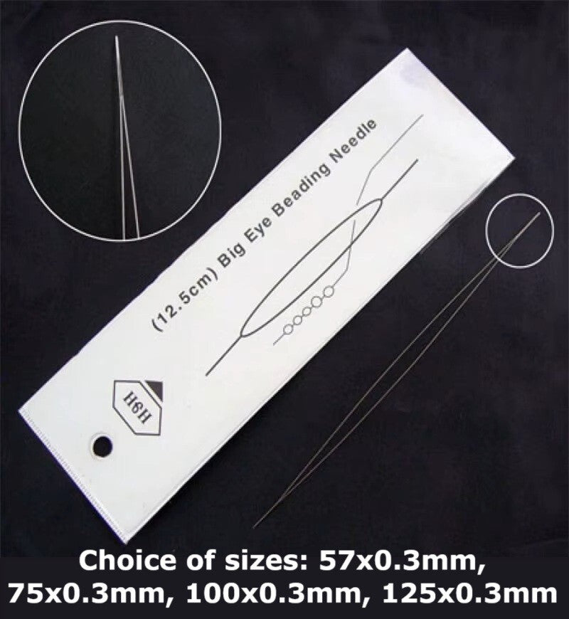 Beading Needle Stainless Steel Big Eye Collapsible Easy Thread - 4 Sizes