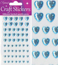Stickers Craft Crystal Self Adhesive Hearts Sparkly Gem Card Making Invitations - Blue (6-10mm) - 56 Piece Hearts