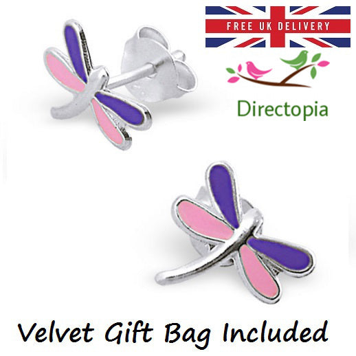 925 Sterling Silver Dragonfly Stud Earrings Kawaii Harajuku Gift Dragon Fly