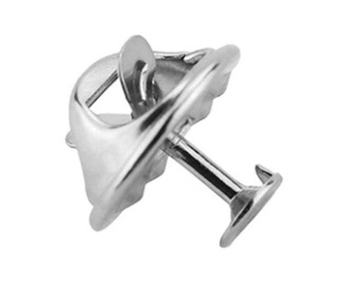 Butterfly Clutch Clips with Stud Pin Badge Backs Lapel Brooch Clasp - Rhodium