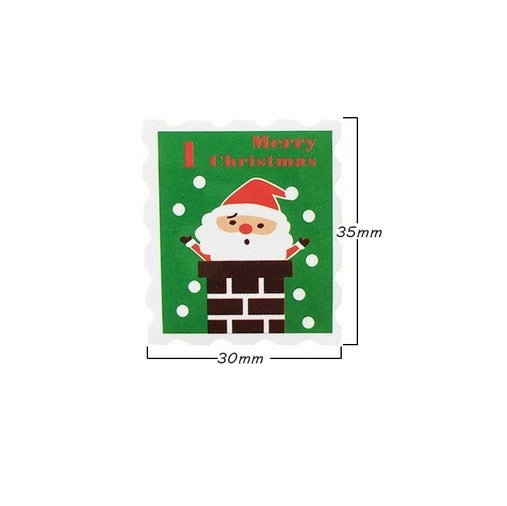 Postage Stamp Design Santa Snowman Sticker Gift Christmas Wrap Seal Stickers