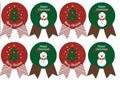 Red & Green Christmas Gift Seal Present Stickers Snowman & Christmas Tree