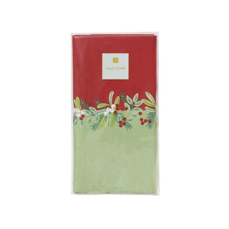 Christmas Table Cover or Runner Botanical Holly Festive Glitter Damask
