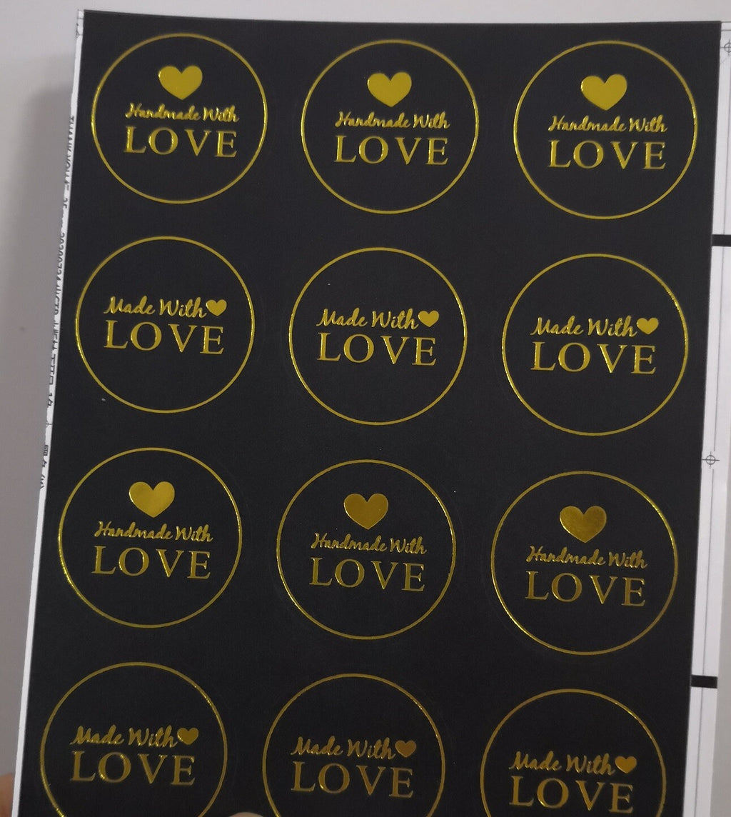 Round Labels Hand made with love Mixed Gift Craft Stickers Thank You Sticker