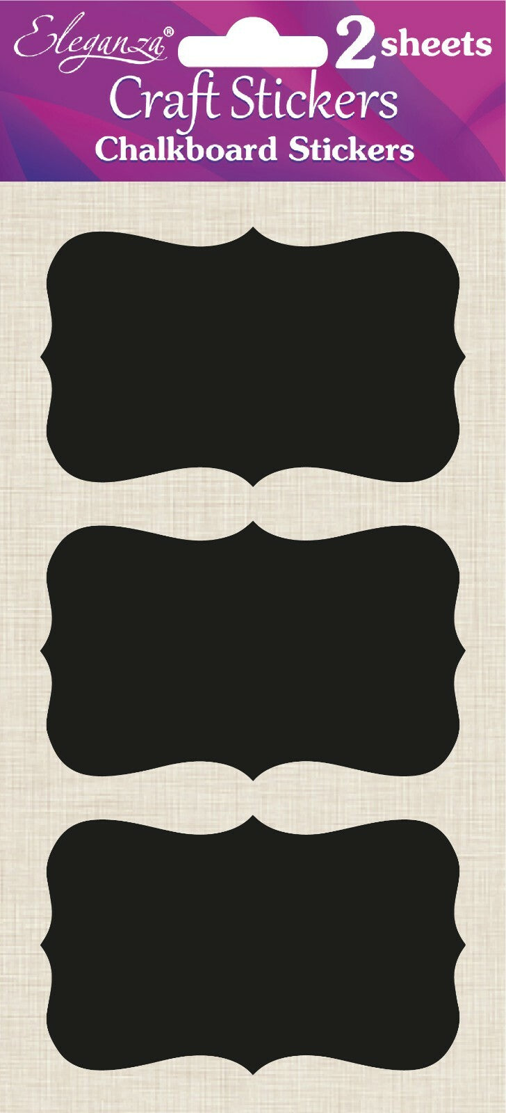 Self Adhesive Chalkboard Stickers Blackboard Labels Heart Rectangle Oval - Ornate Rectangle 90mm x 55mm - 6pcs