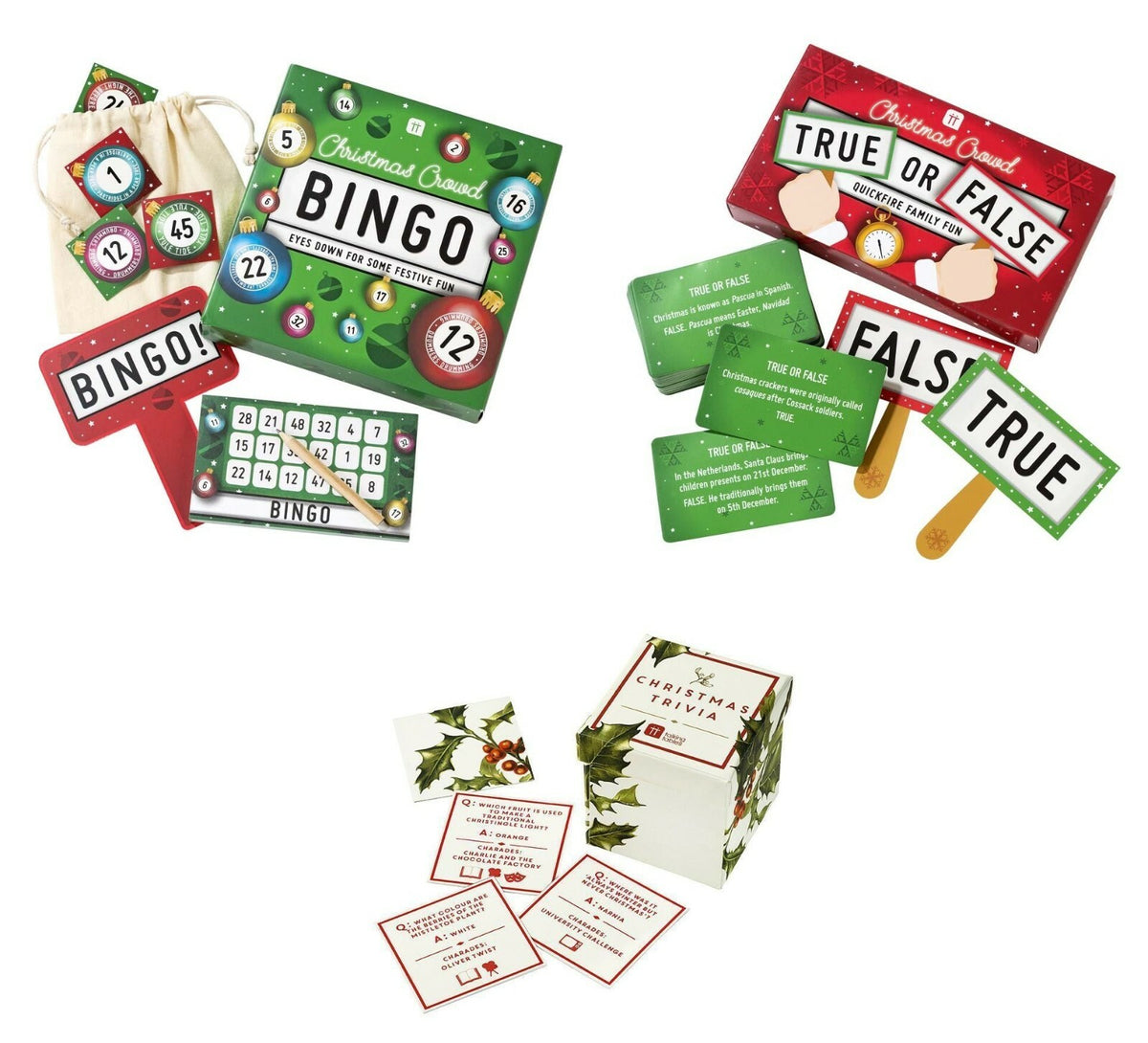 Christmas Games Bingo Trivia True False Fun Festive Party Dinner Table Game