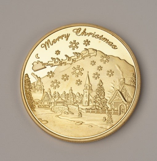 Christmas Seasons Greetings Wishing Coin Gift Stocking Filler Gold or Silver