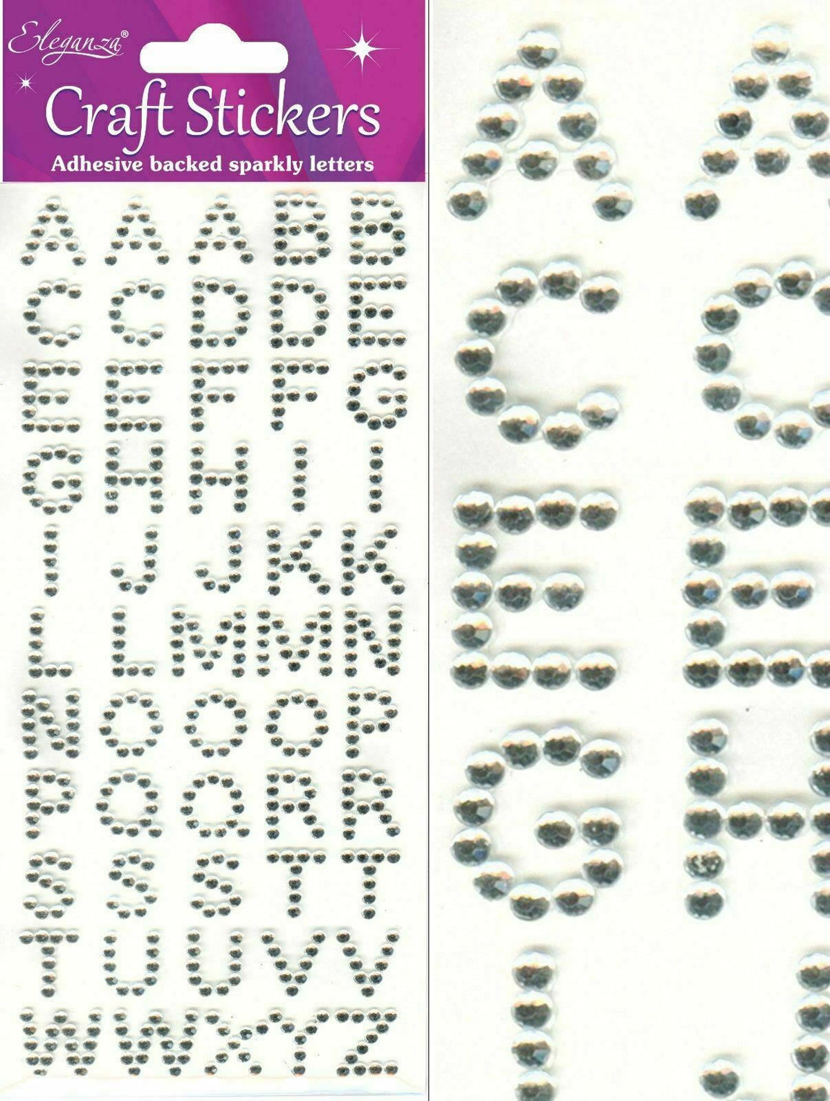 Self Adhesive Glitter Diamante Letters Number Alphabet Stickers Peel Off - Alphabet Crystal