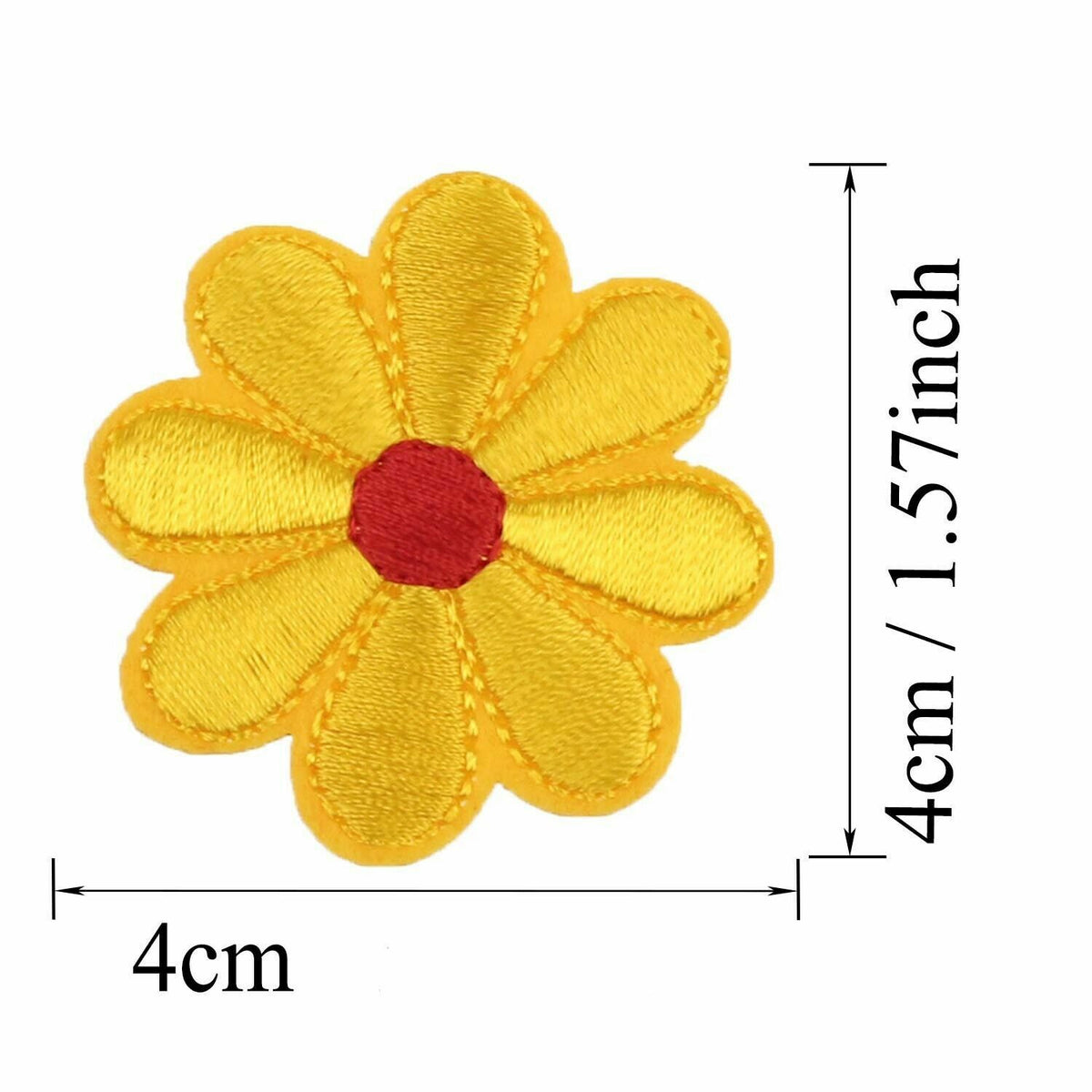 Daisy Flower Embroidered Patch Applique Customise Clothing Iron on Patches 4cm - Yellow